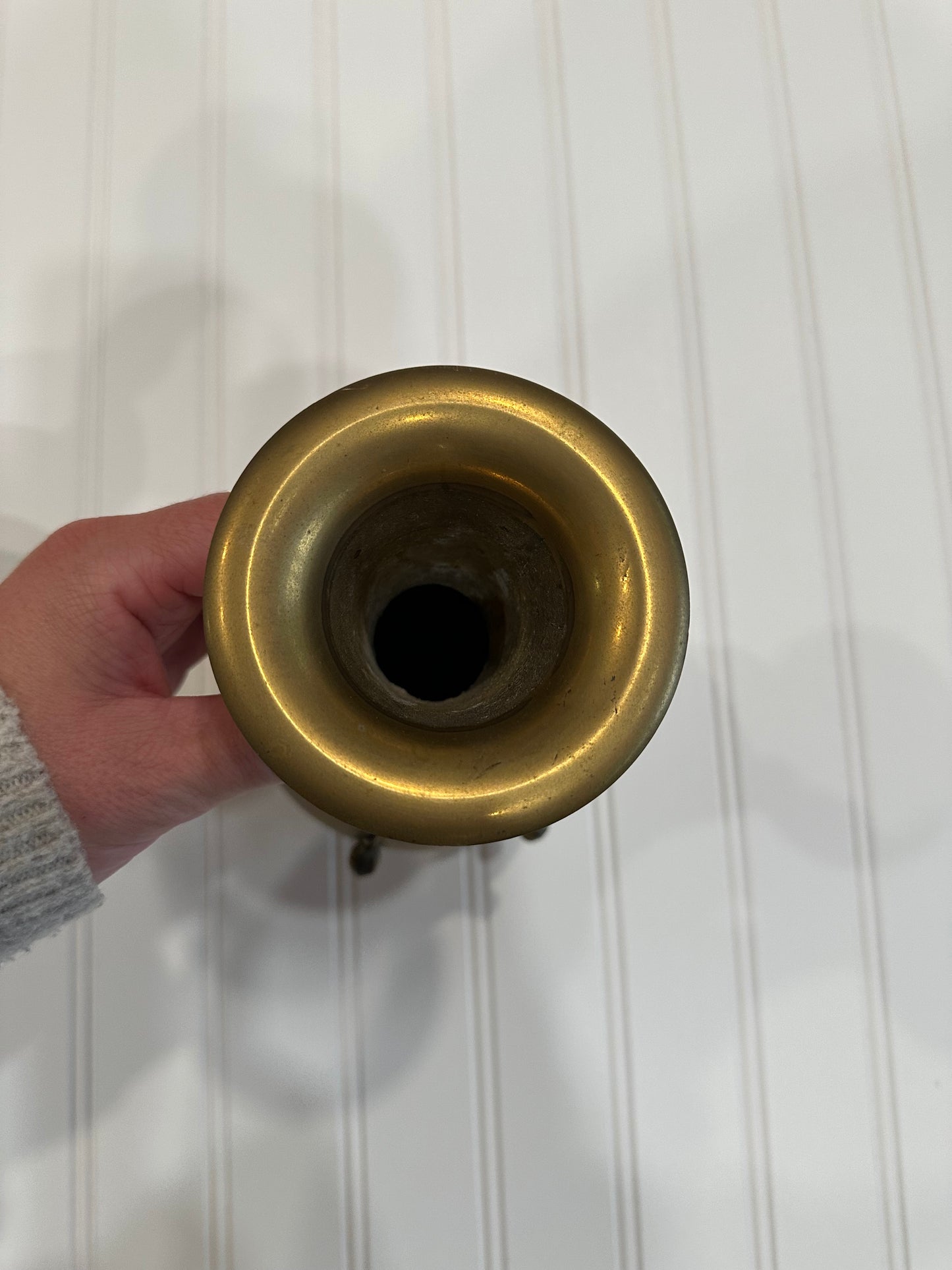 Vintage brass vase with rope