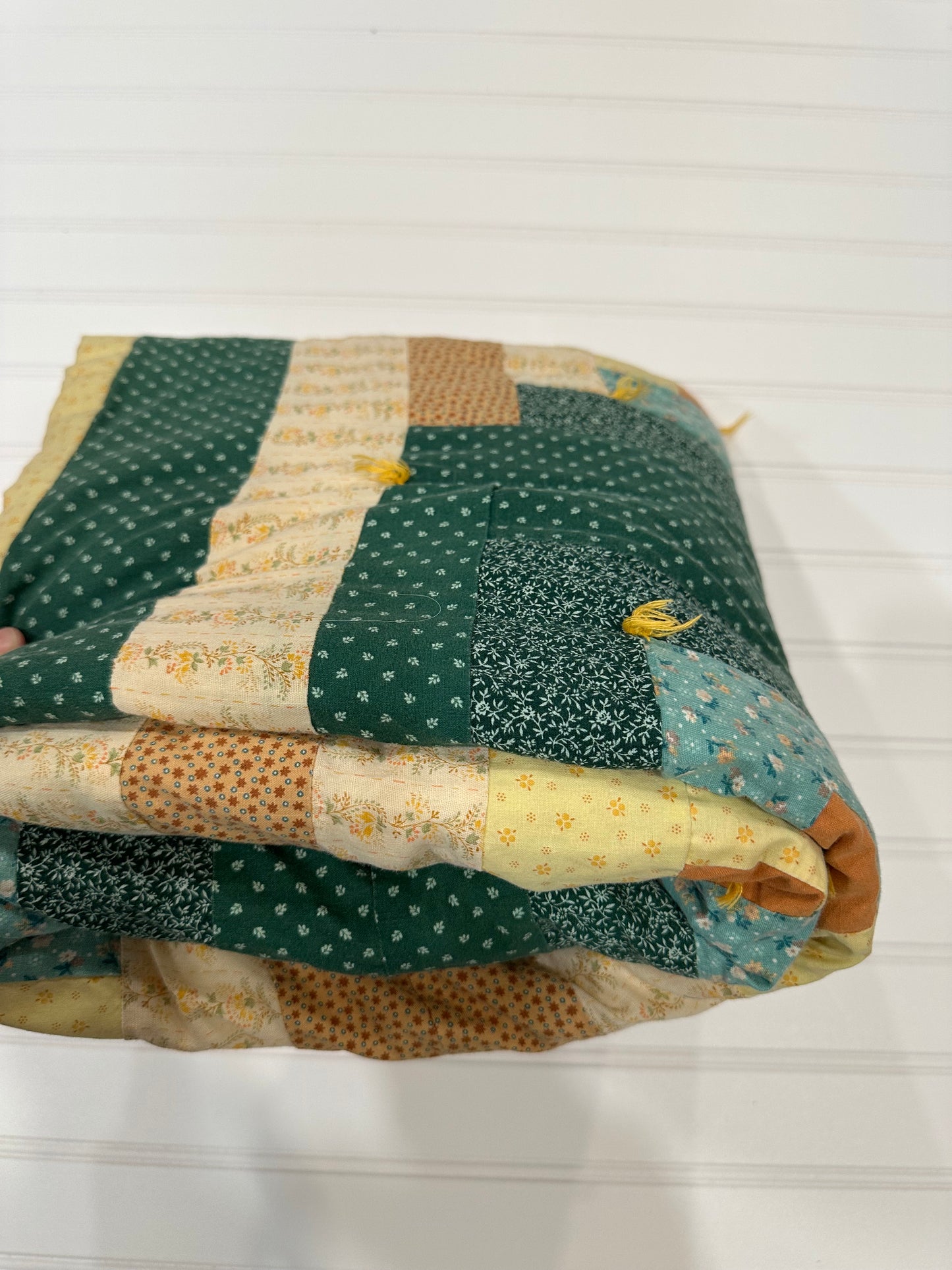 Vintage hand tied throw quilt