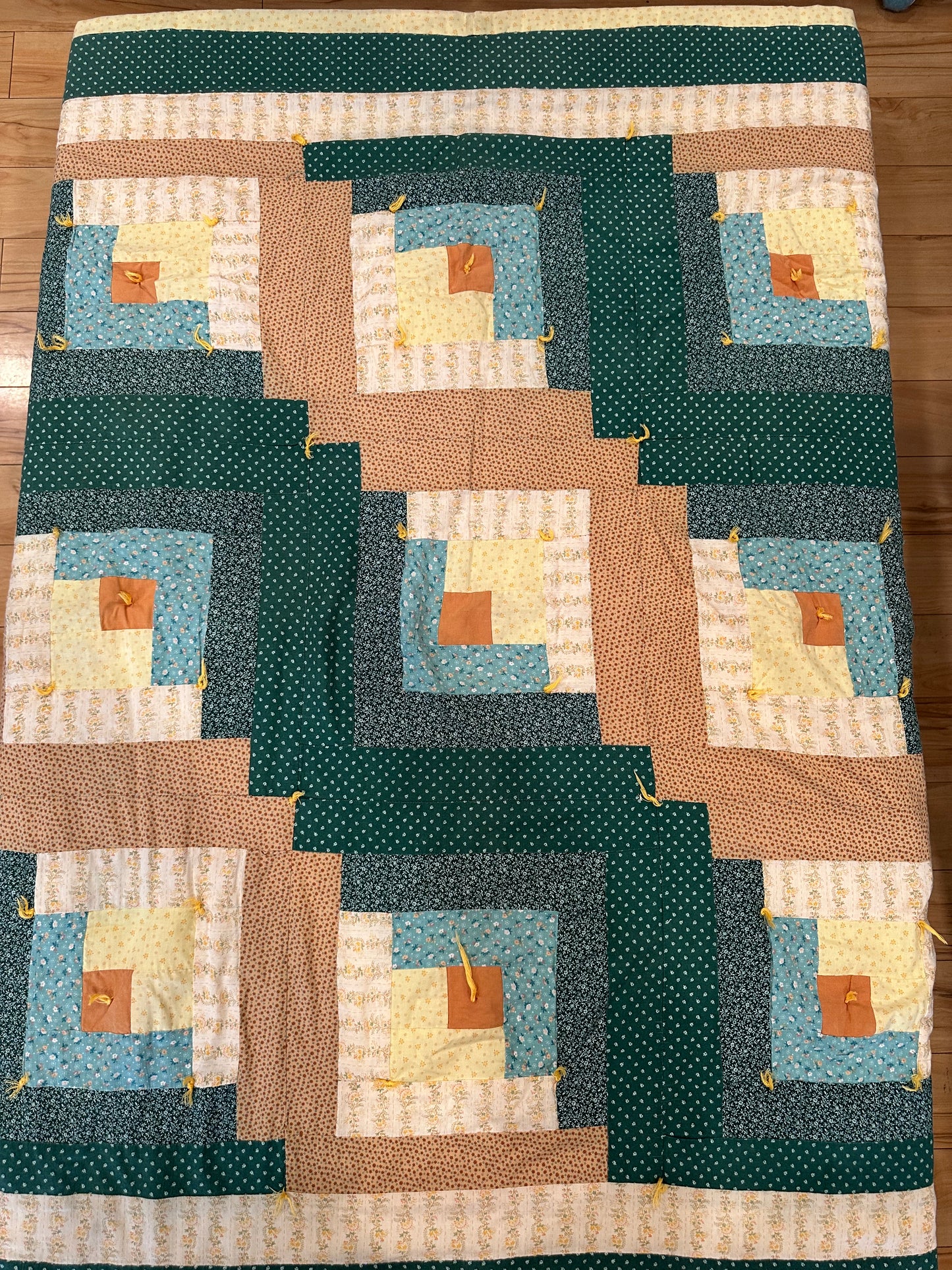 Vintage hand tied throw quilt