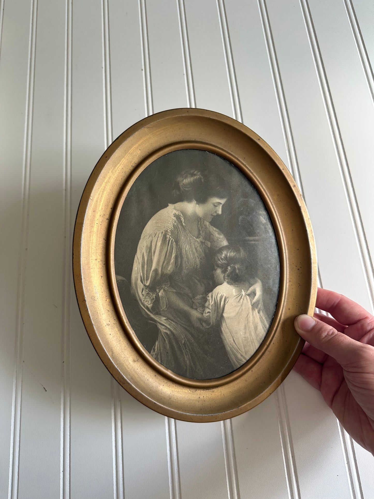 Vintage framed mother and daughter print