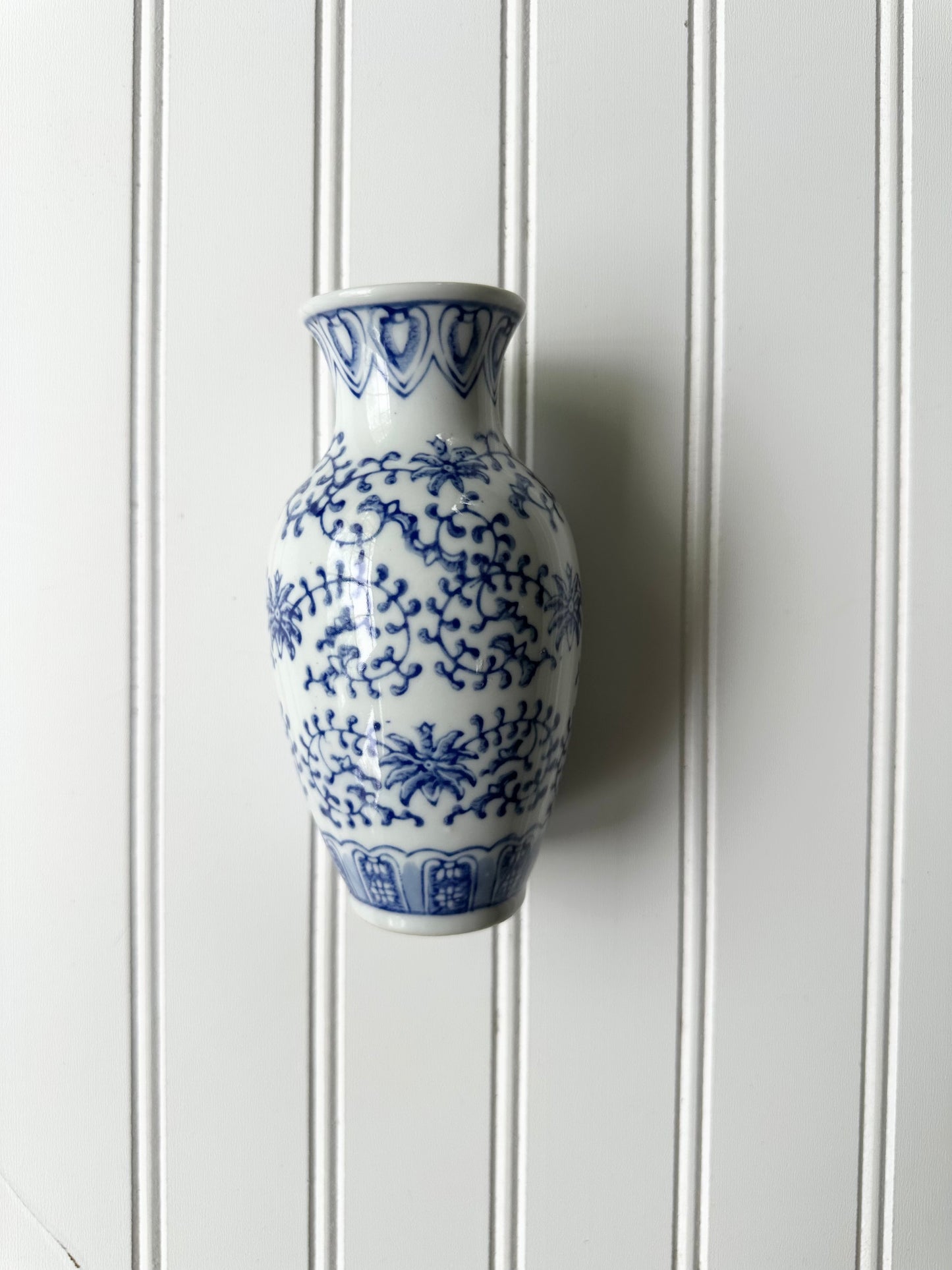 Vintage blue and white small vase