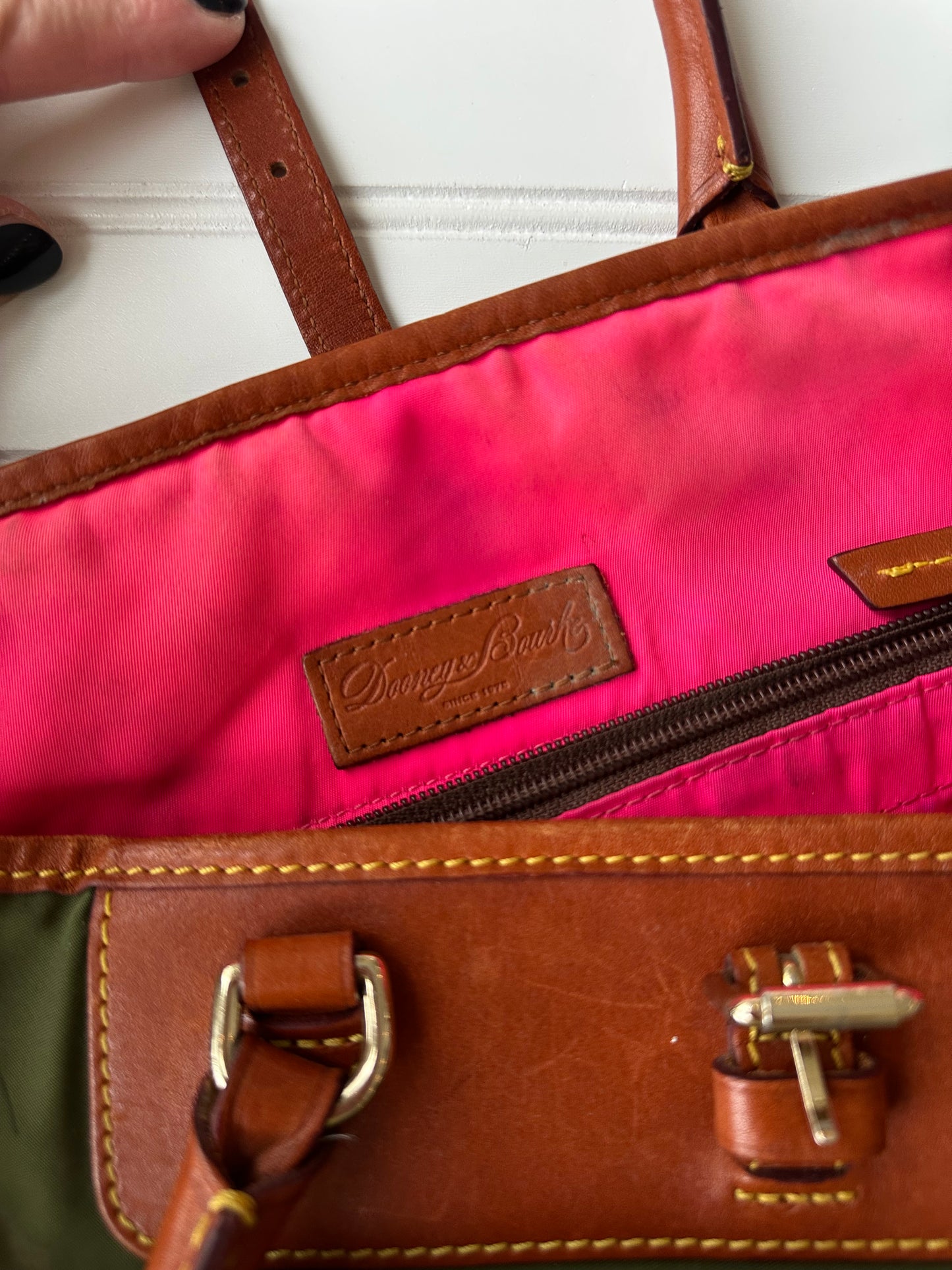 Vintage Dooney&Bourke nylon and leather tote bag