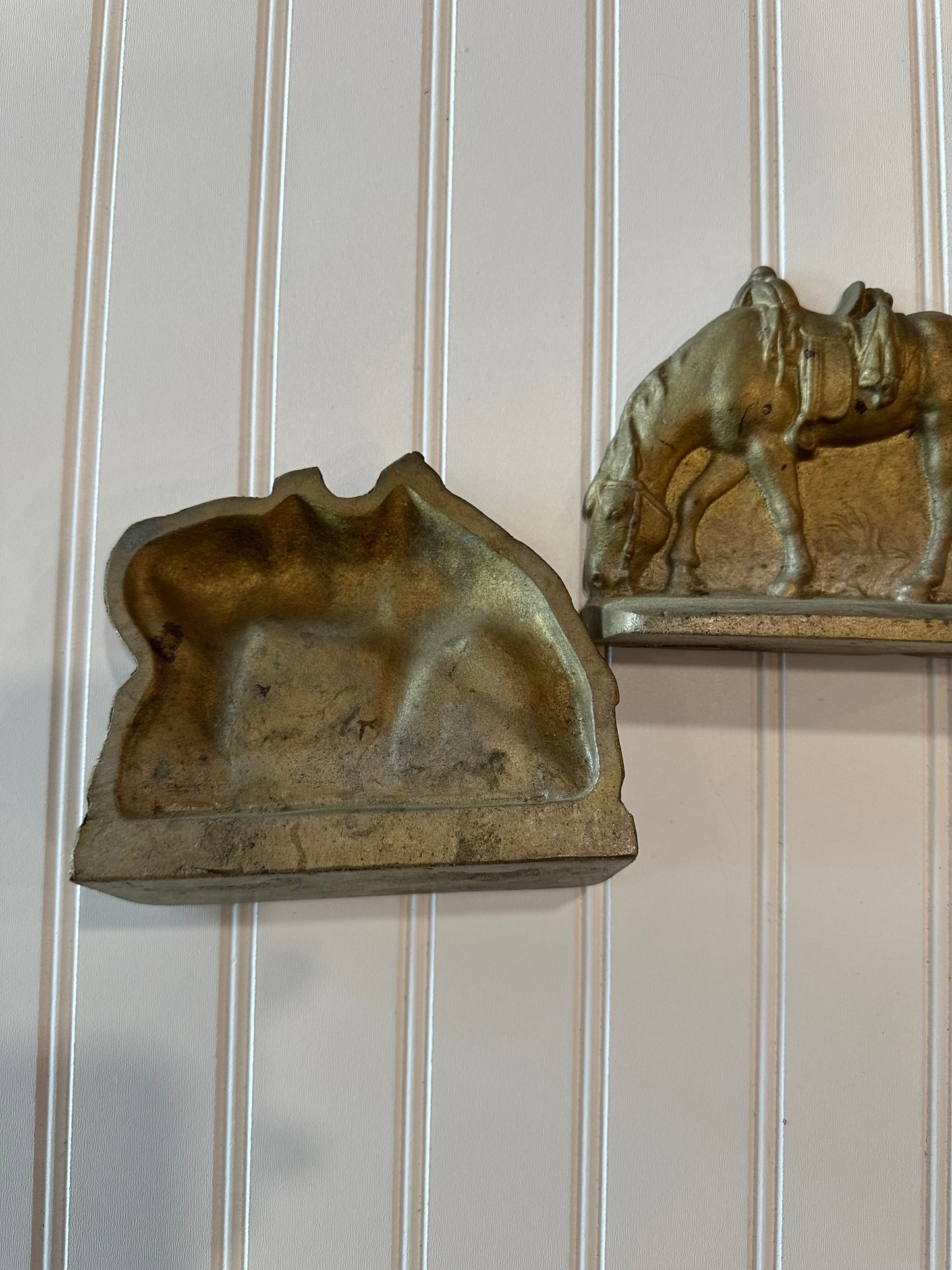 Sold brass vintage horse bookends