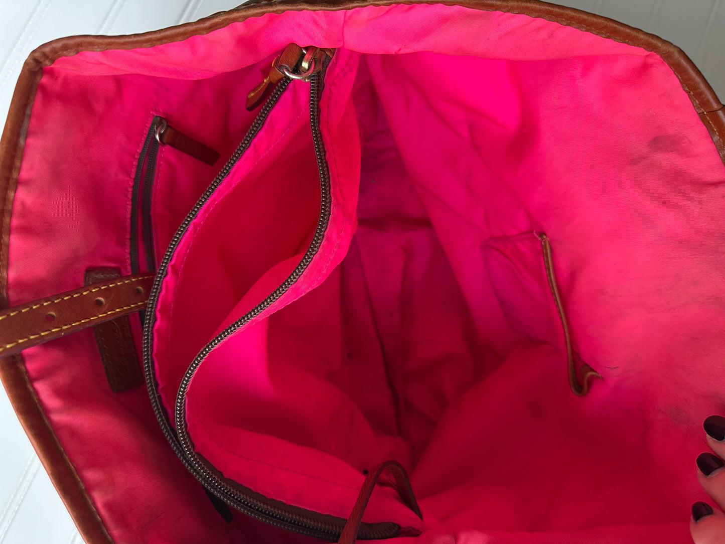 Vintage Dooney&Bourke nylon and leather tote bag