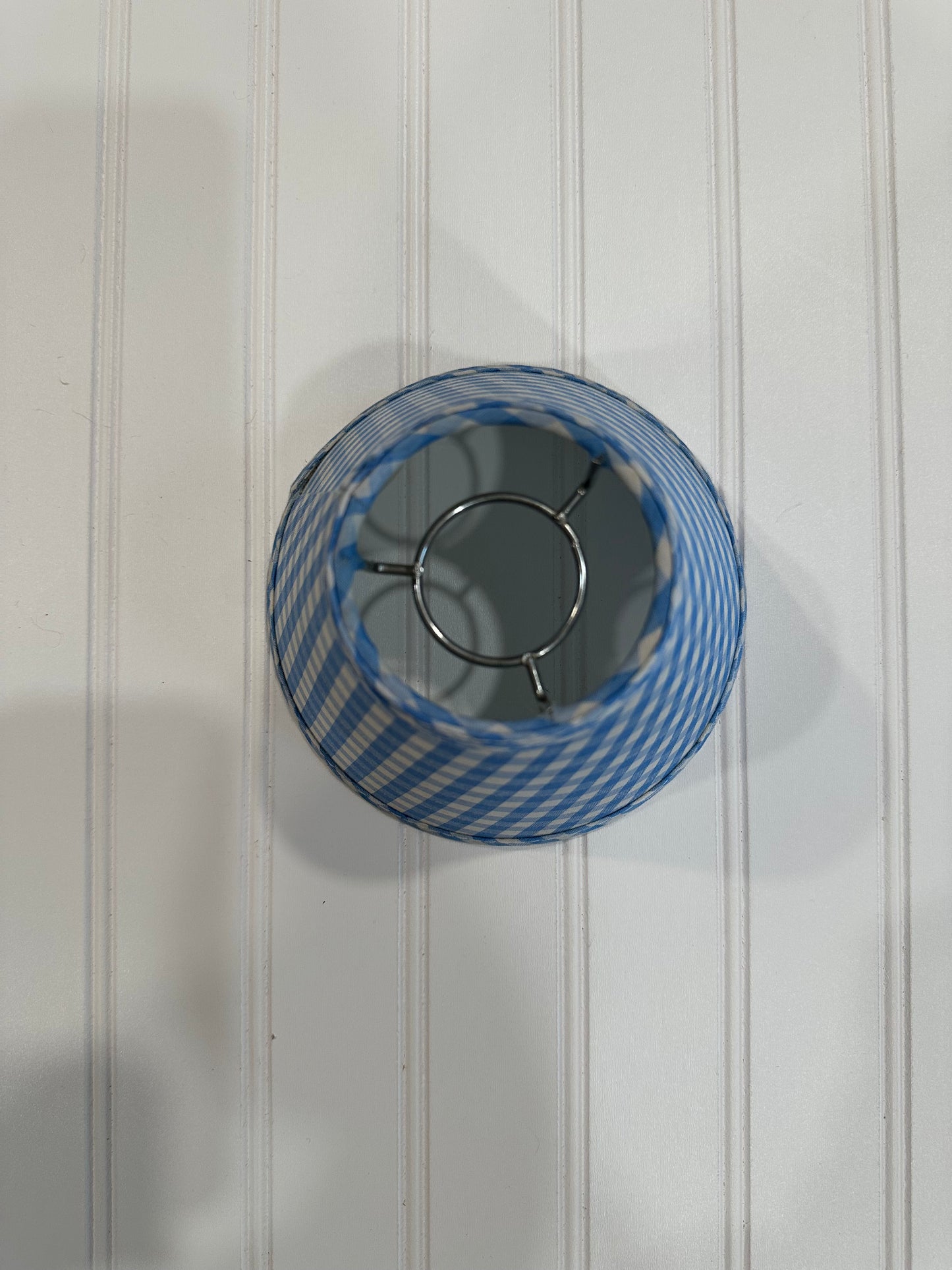Small blue and white gingham lamp shade