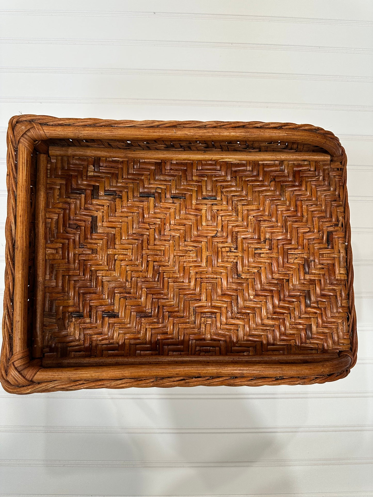 Vintage ratan desk organizer