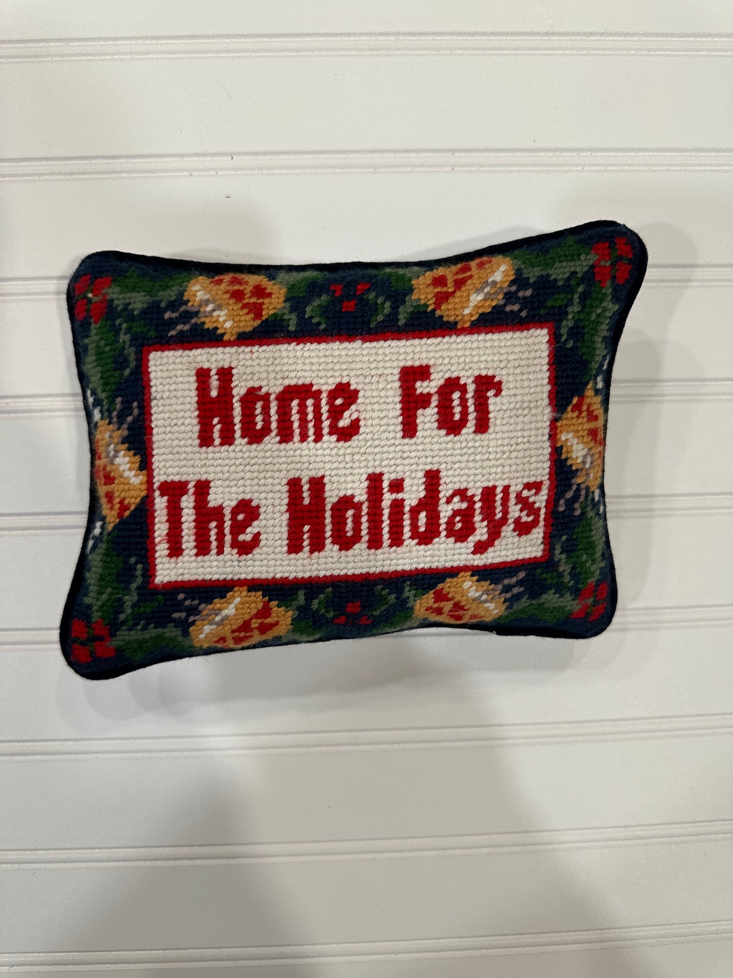 Home for the Holidays needlepoint pillow