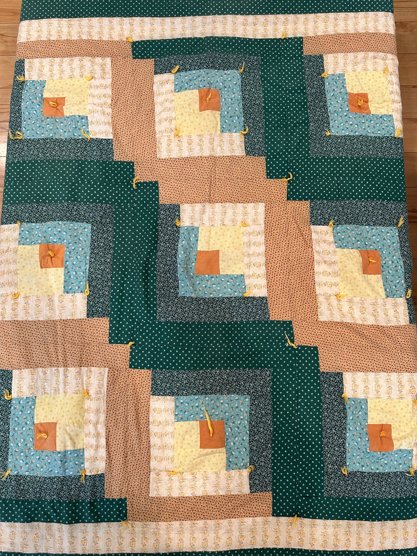 Vintage hand tied throw quilt