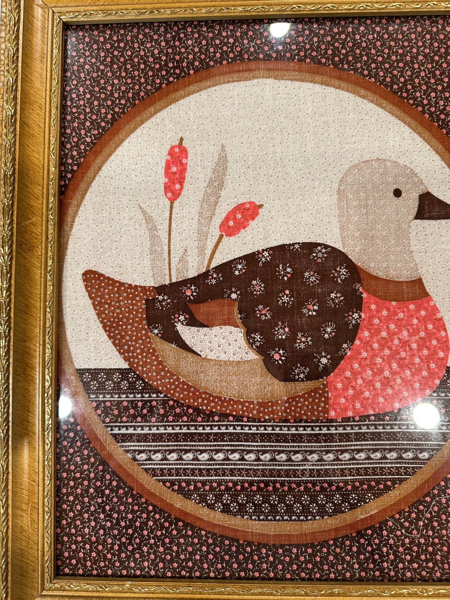 Fabric framed duck art