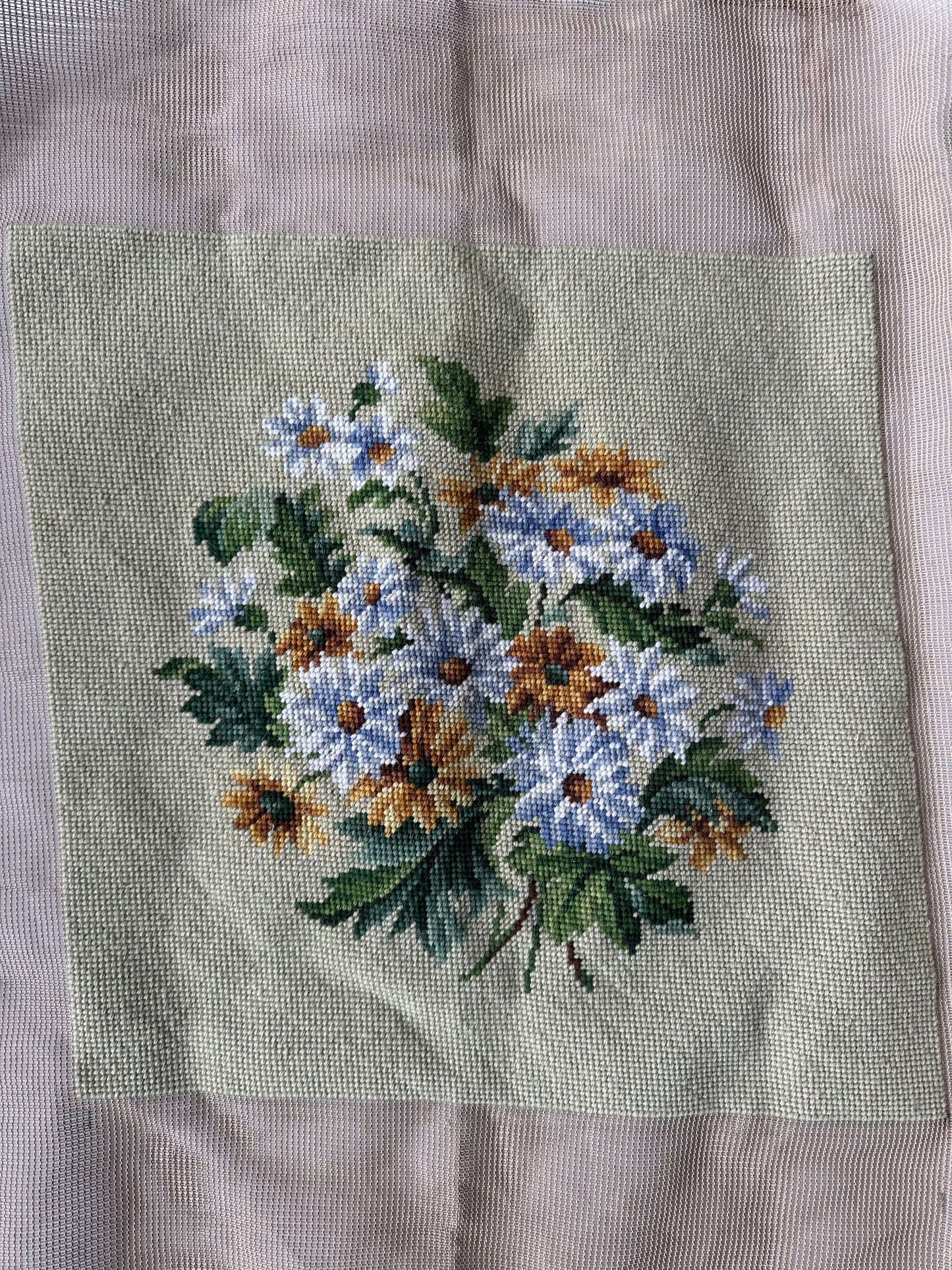 Vintage floral needlepoint