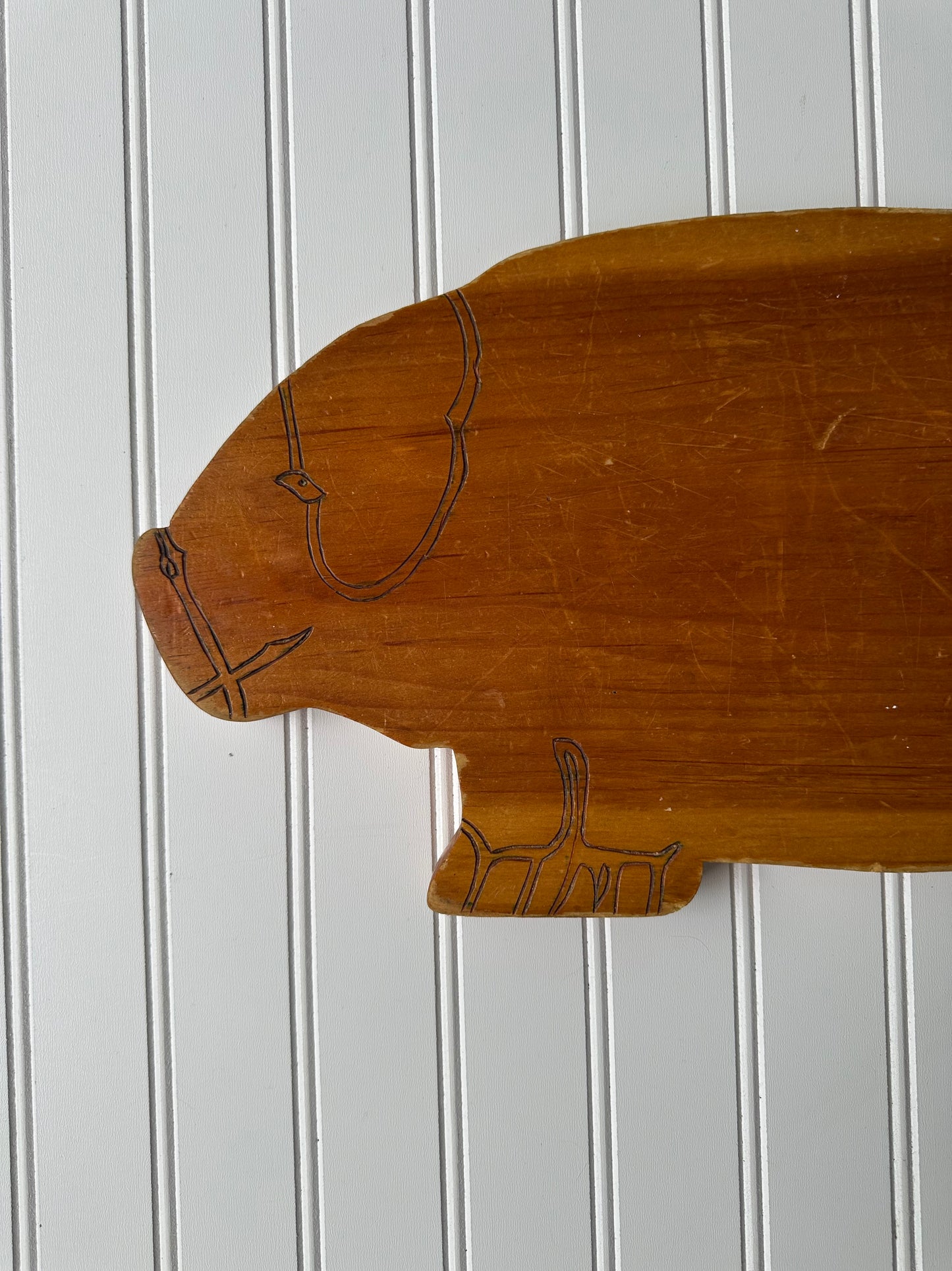 Vintage wooden pig cutting board