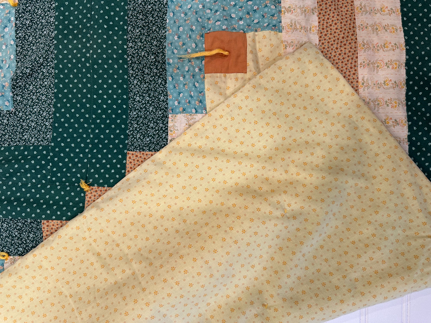 Vintage hand tied throw quilt