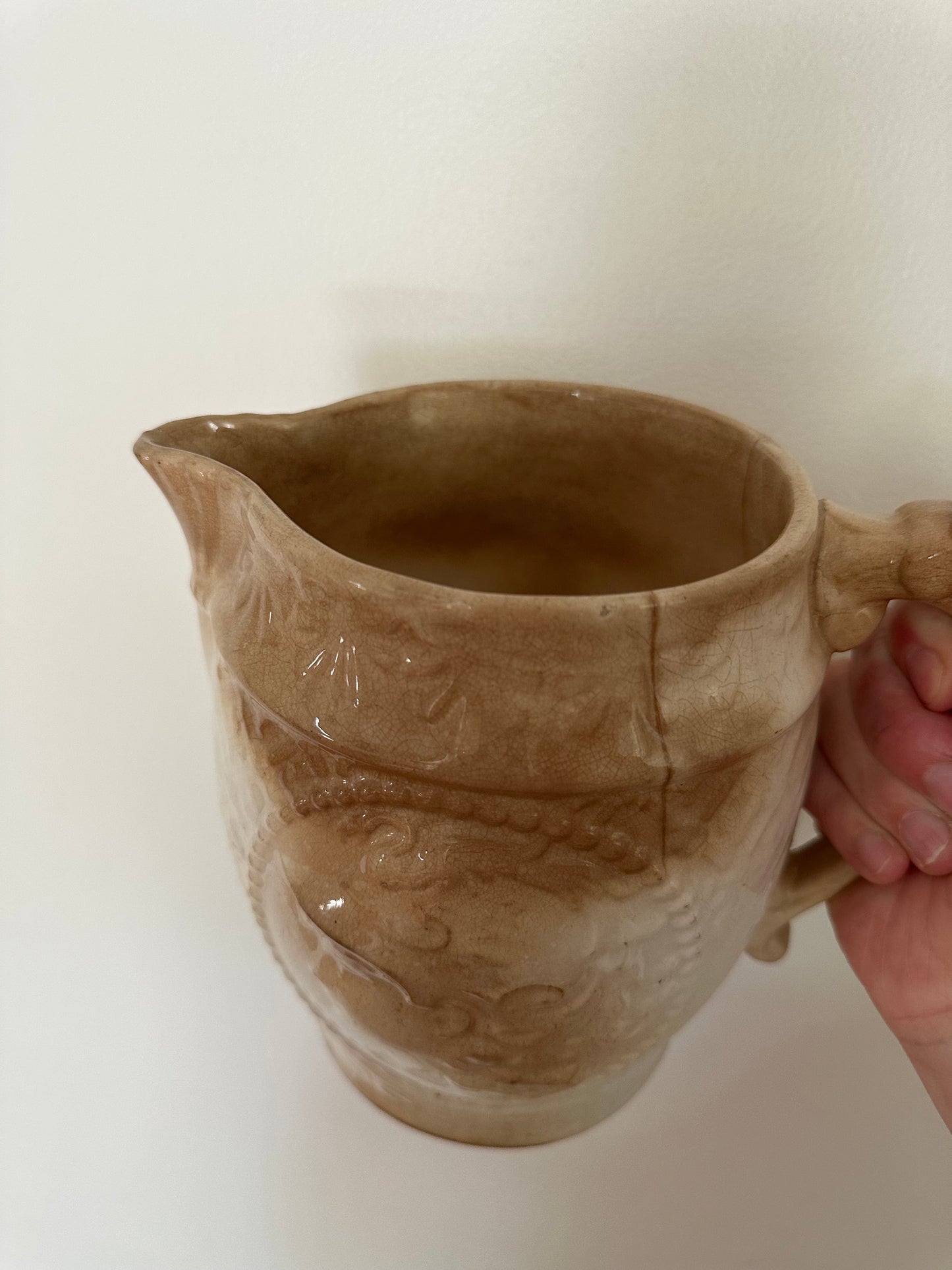 Vintage stained and crazed ironstone pitcher