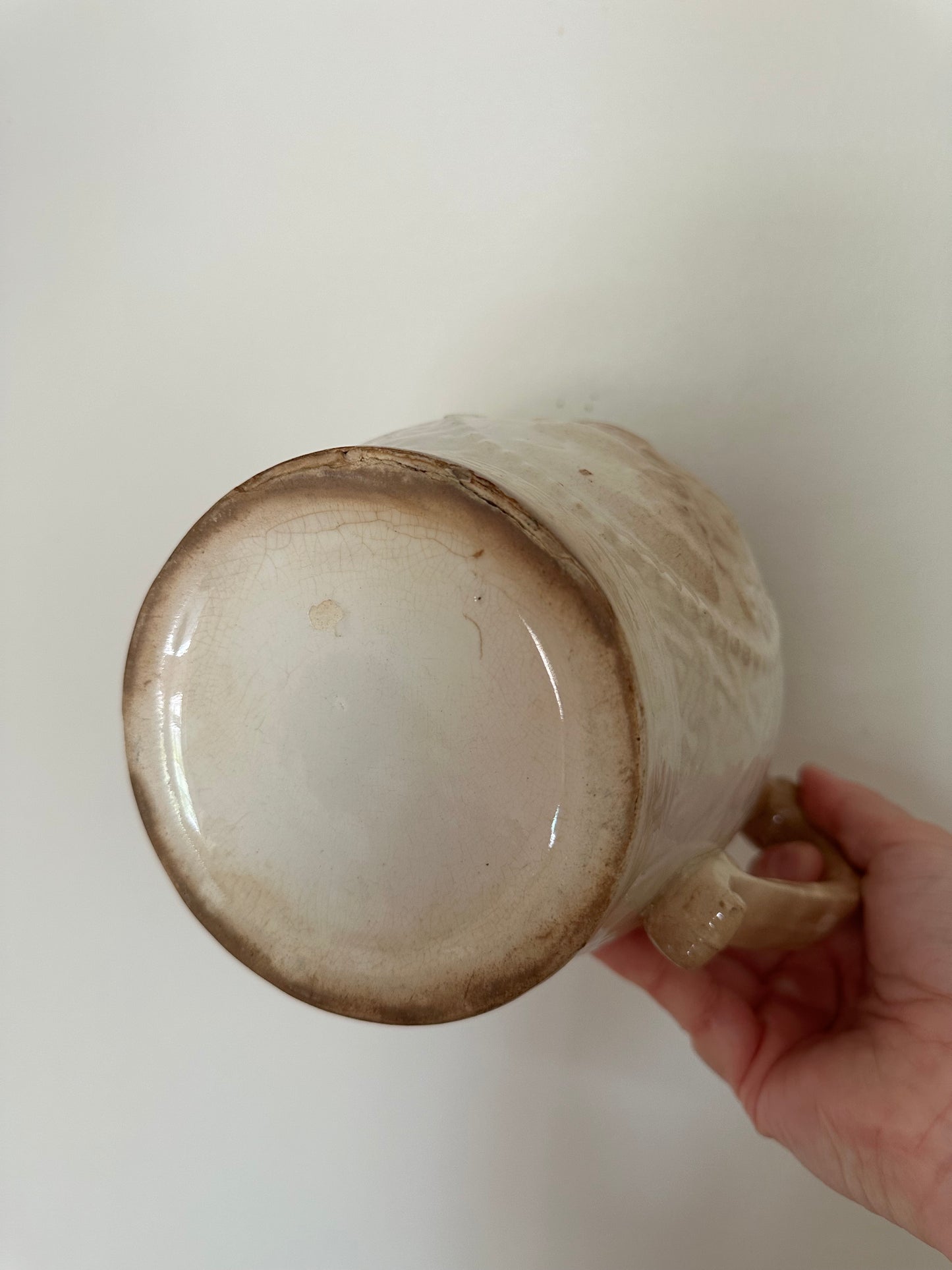 Vintage stained and crazed ironstone pitcher
