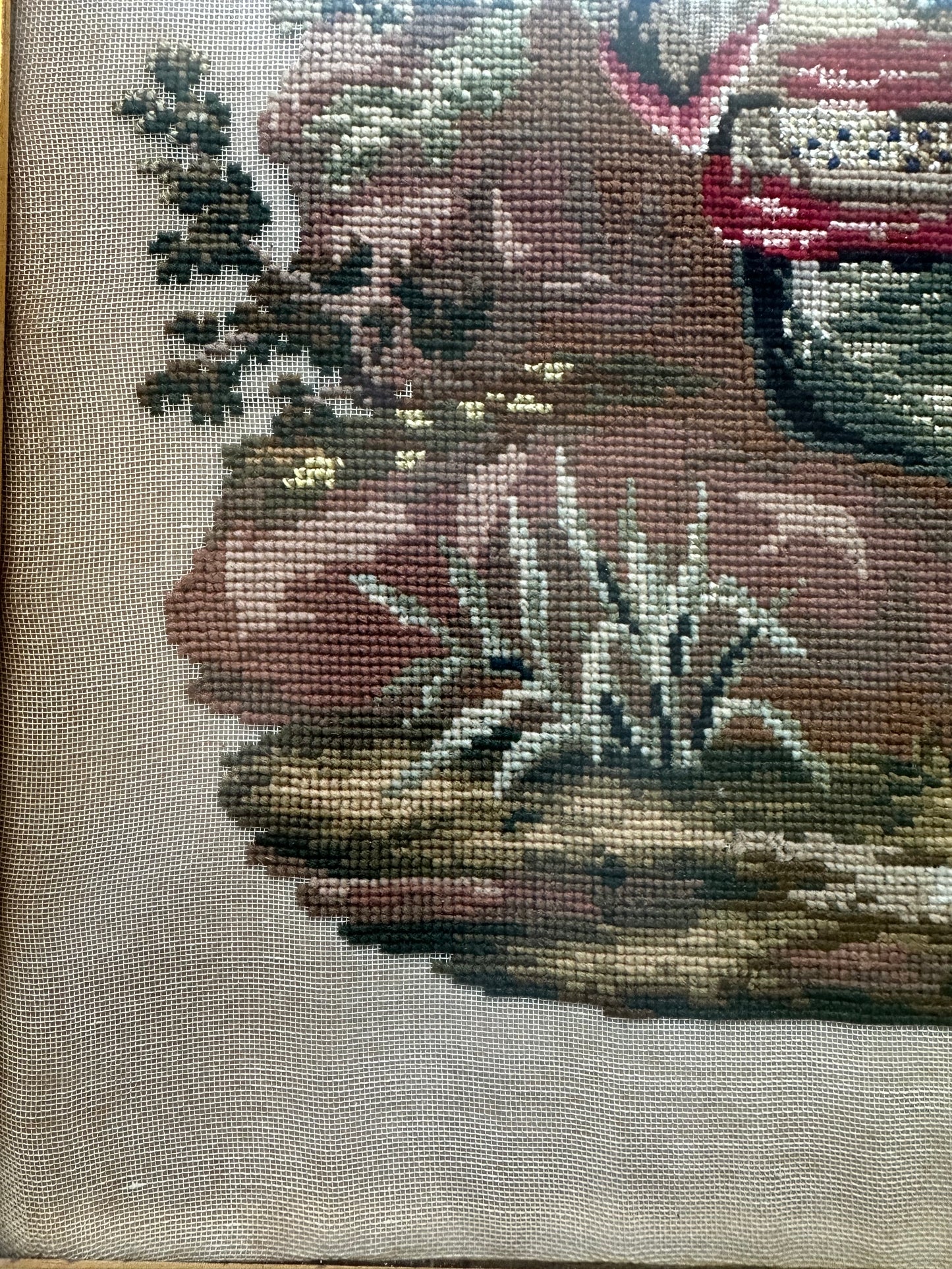 Antique framed Irishman needlepoint