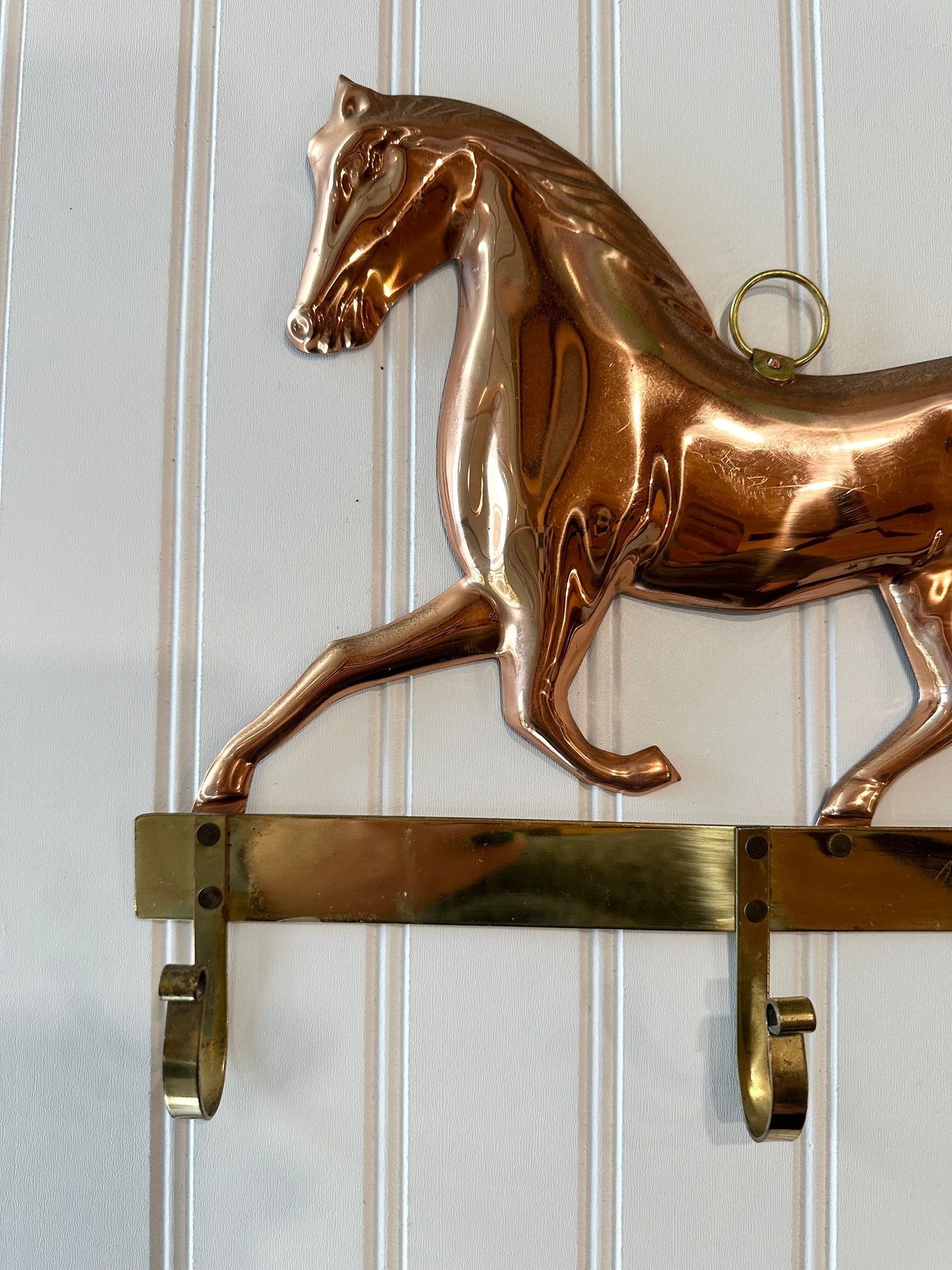 Copper and brass horse wall hook
