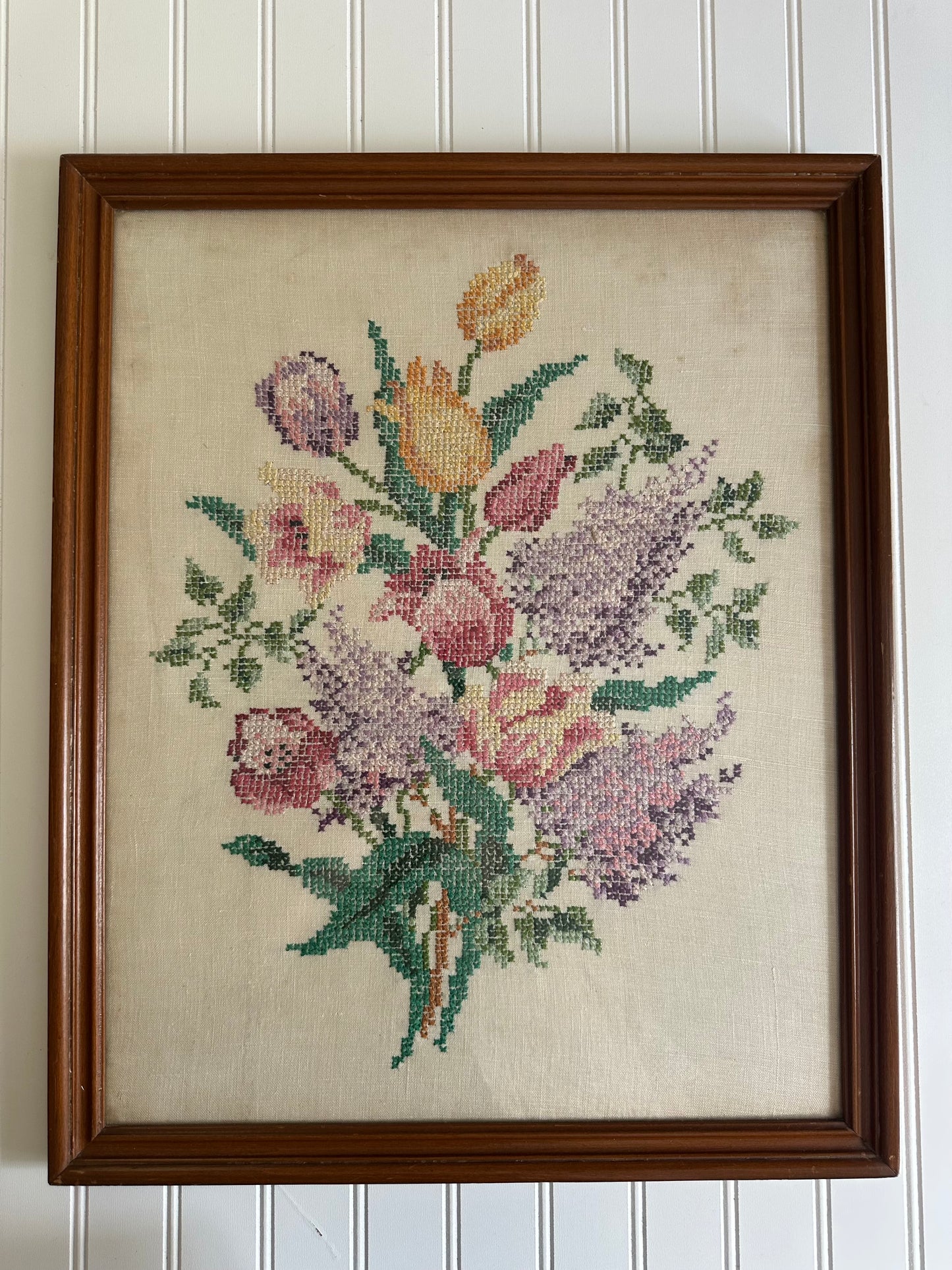 Large vintage floral cross stitch