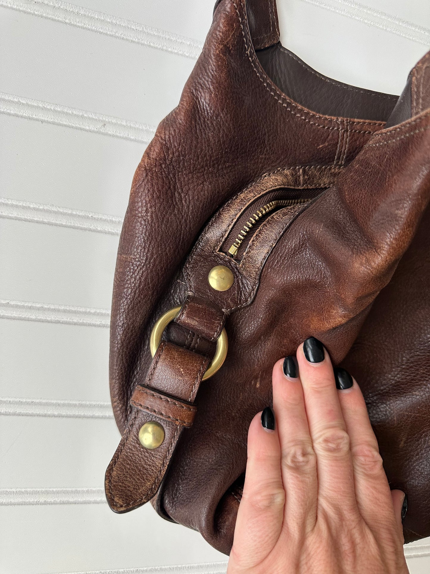 Vintage leather Coach hobo bag