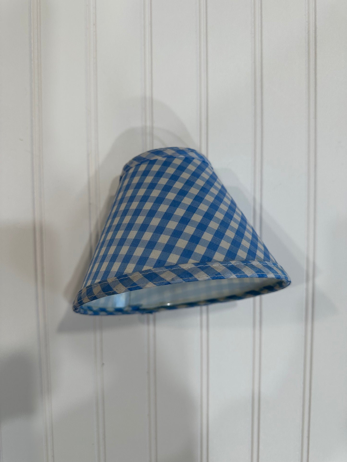 Small blue and white gingham lamp shade