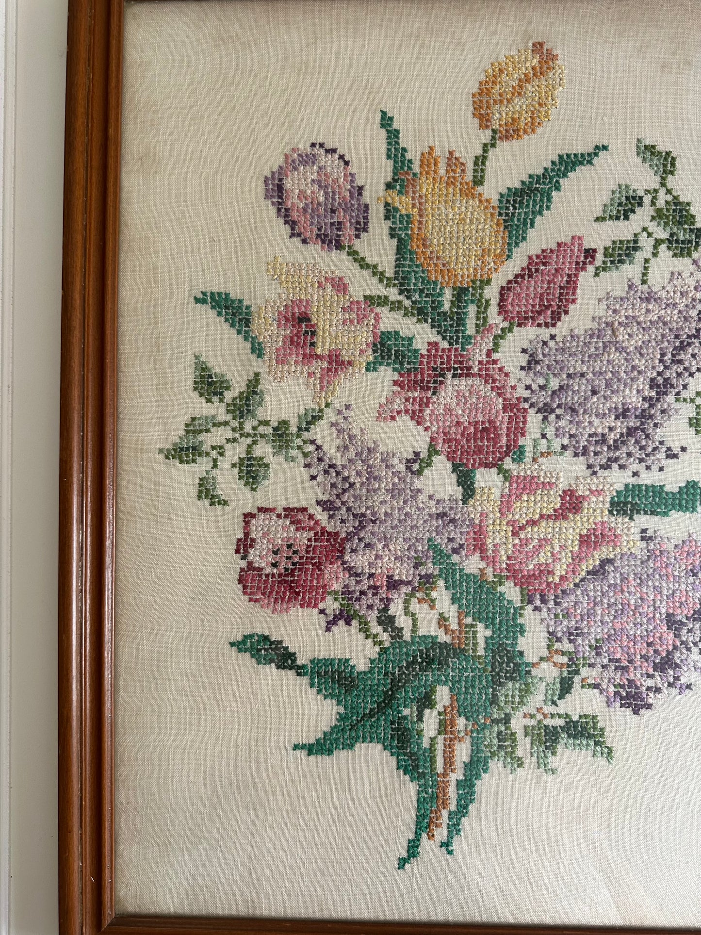 Large vintage floral cross stitch