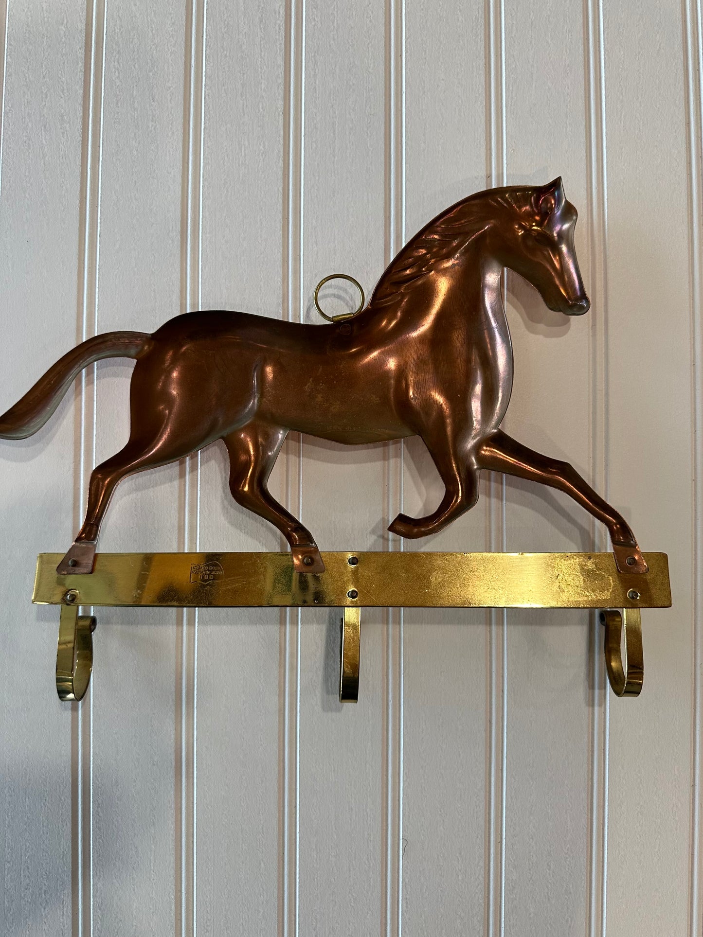 Copper and brass horse wall hook