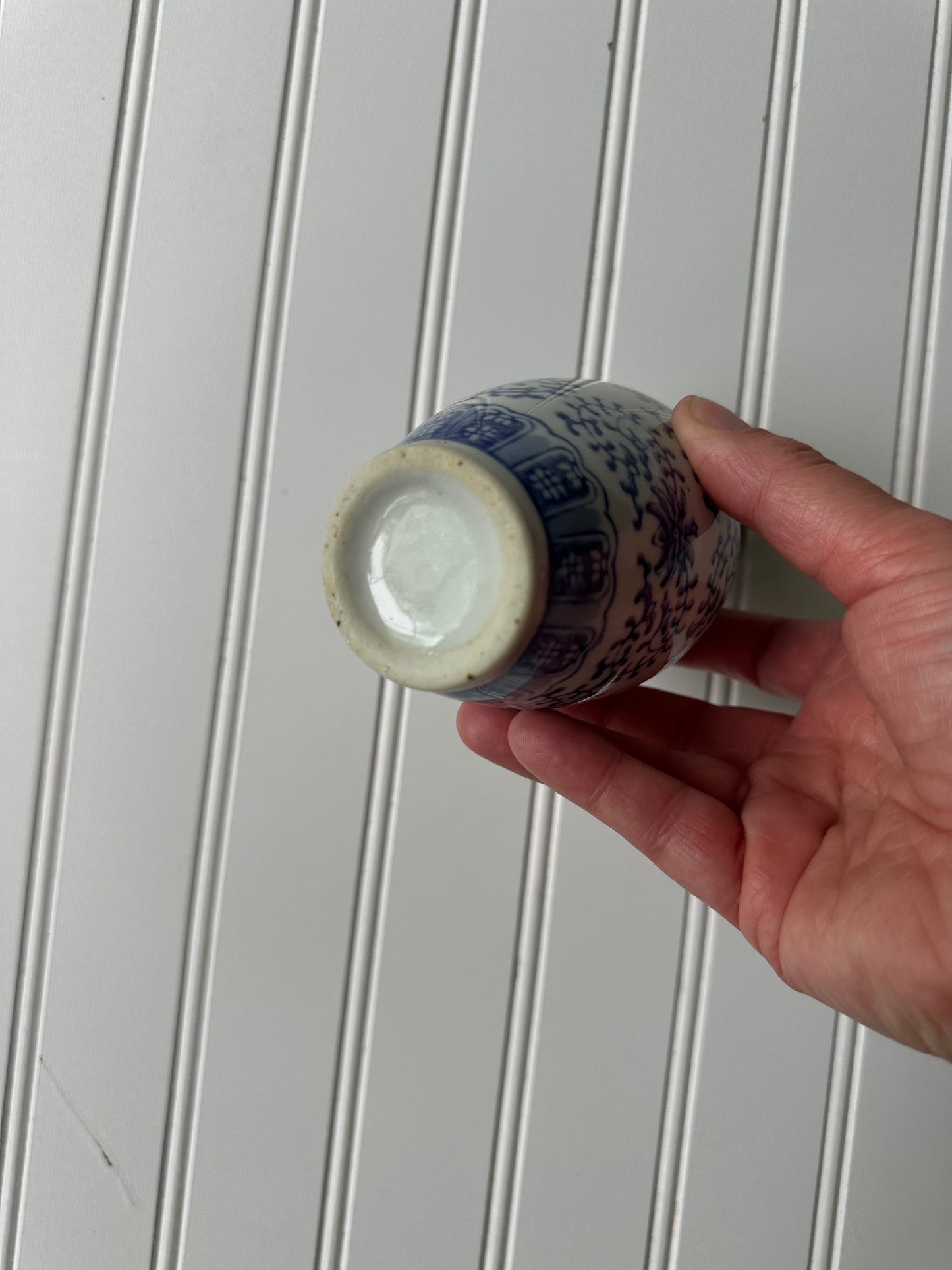 Vintage blue and white small vase