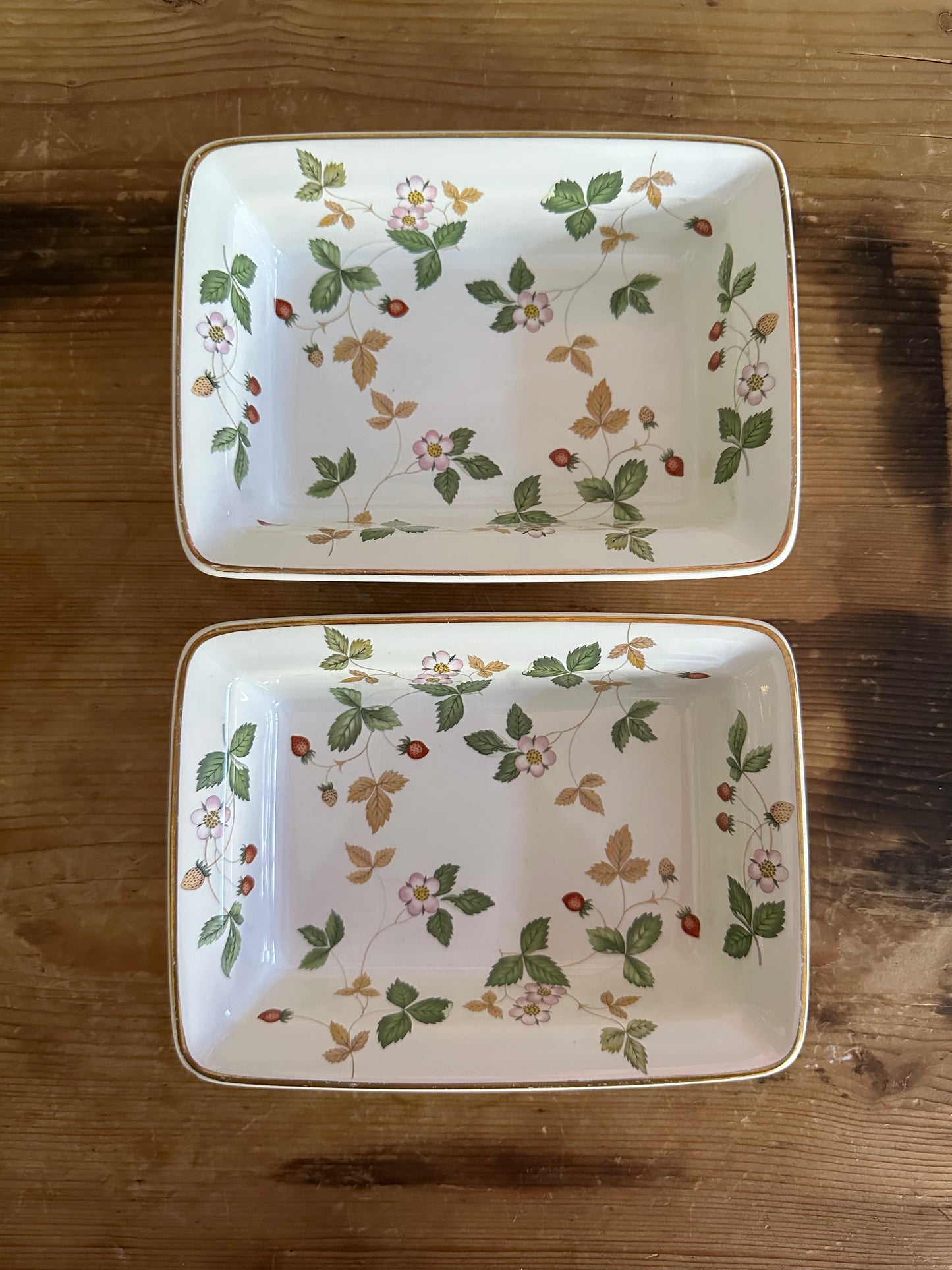 Pair of strawberry Wedgewood England dishes