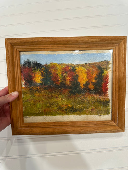 Signed and framed fall landscape pastel