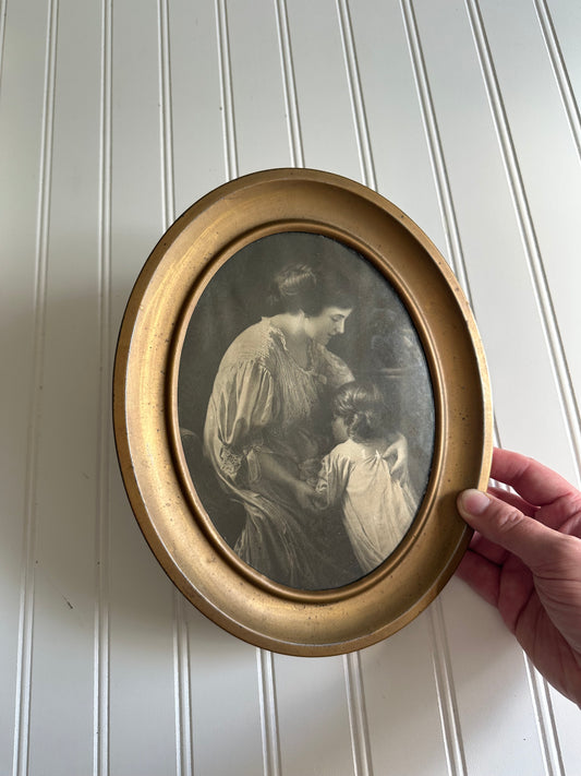 Vintage framed mother and daughter print
