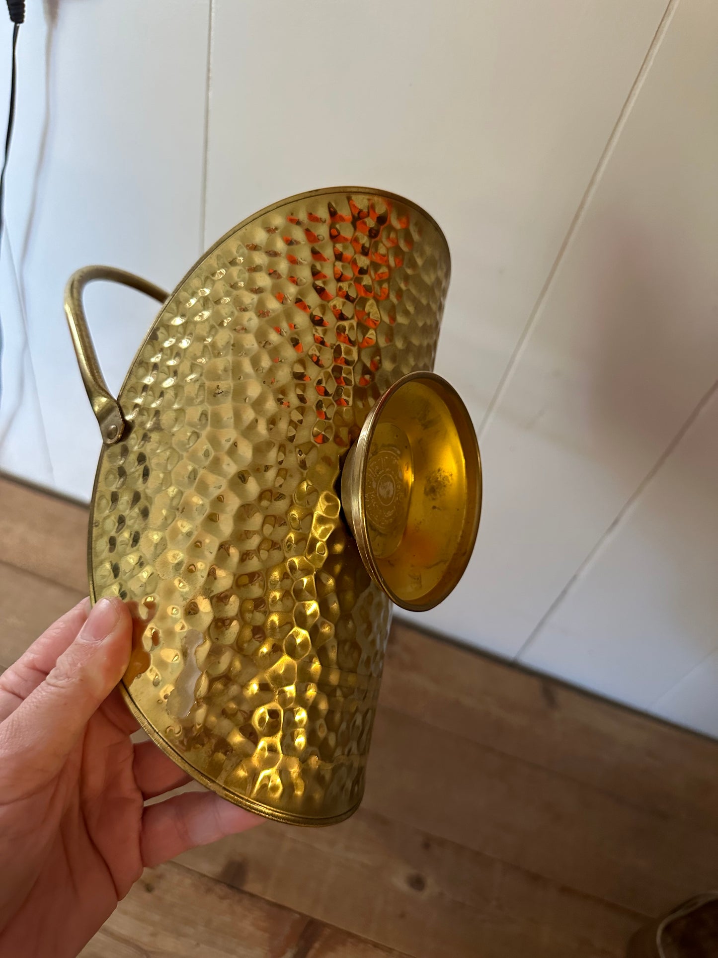 Vintage brass handled basket