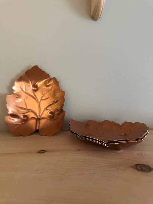 Vintage copper leaf trinket dishes