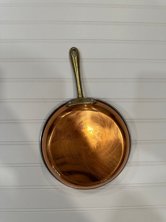 Copper pan with brass handle