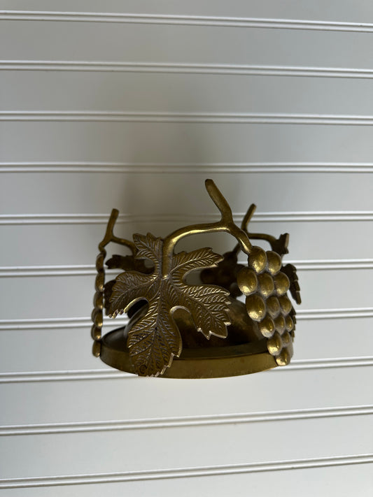 Brass grape and grape leaf taper holder