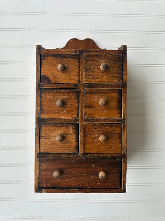 Vintage wooden apothecary drawer set