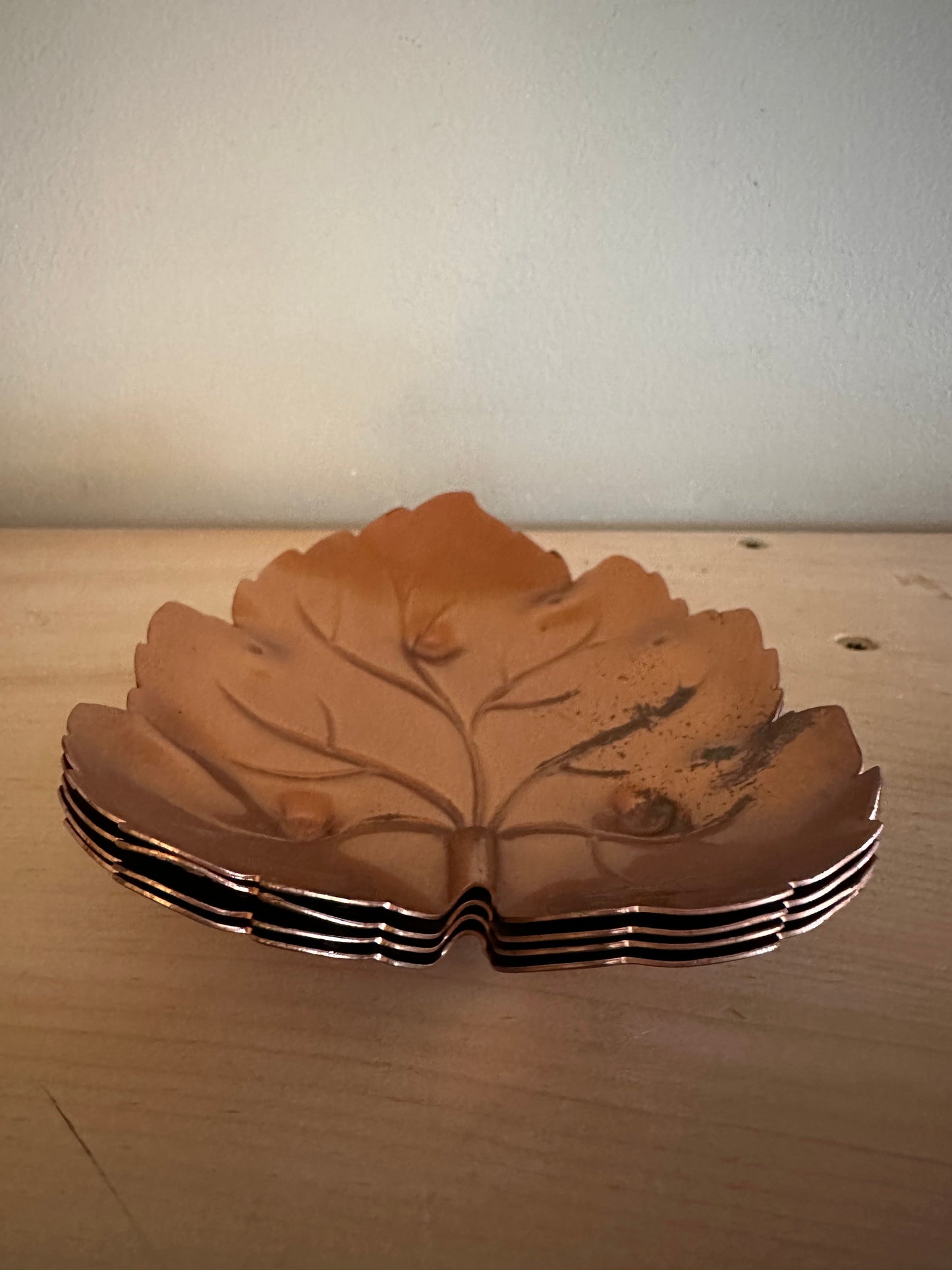 Vintage copper leaf trinket dishes