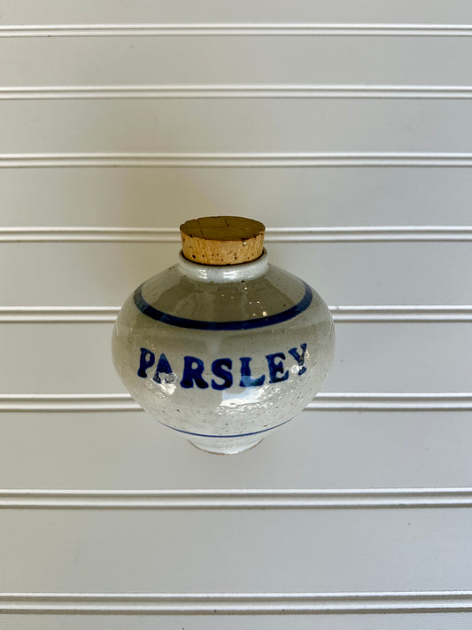 Pottery Parsley jar with cork