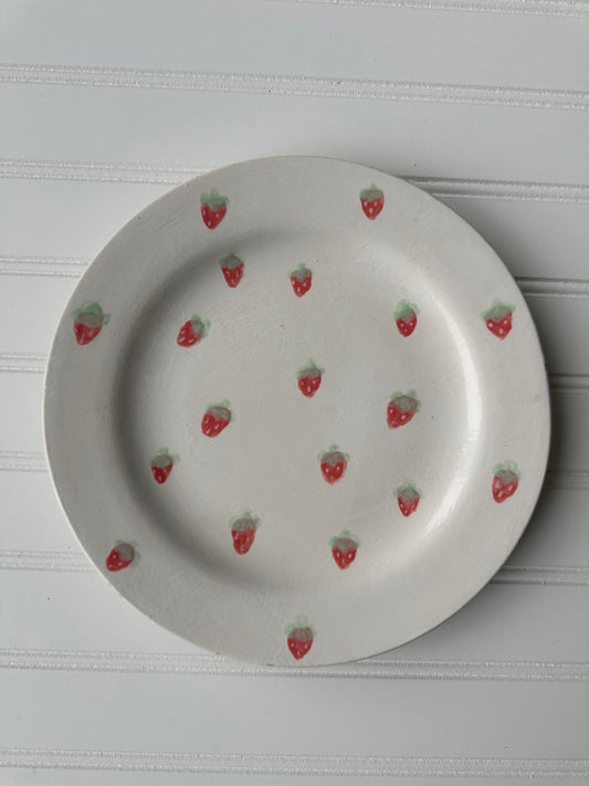 Studio pottery strawberry plate
