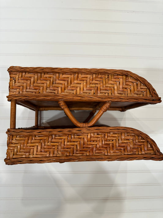 Vintage ratan desk organizer