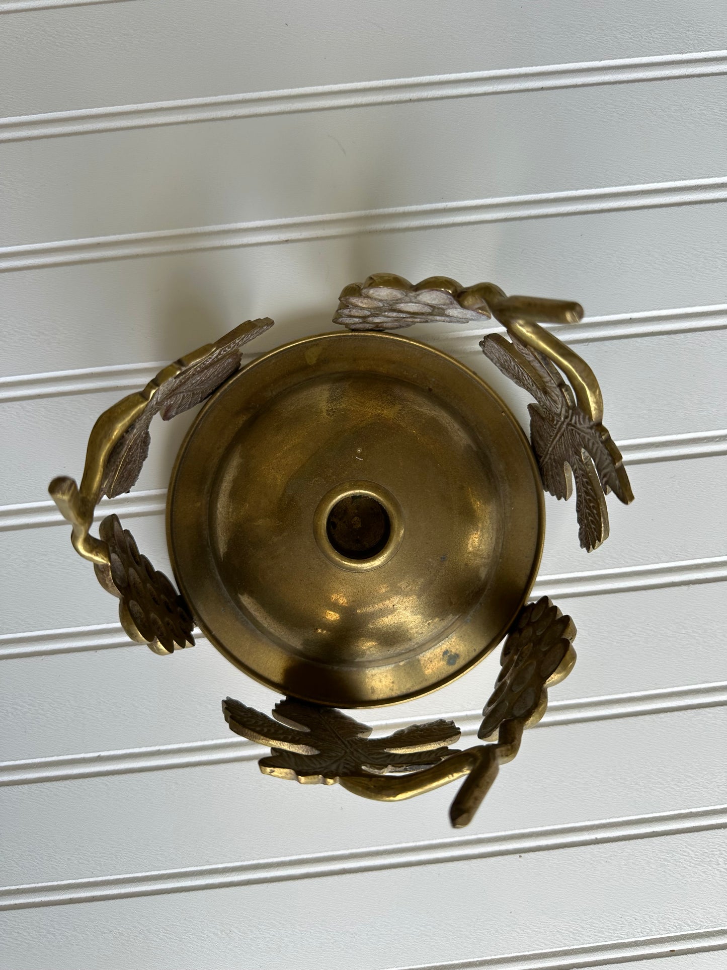 Brass grape and grape leaf taper holder