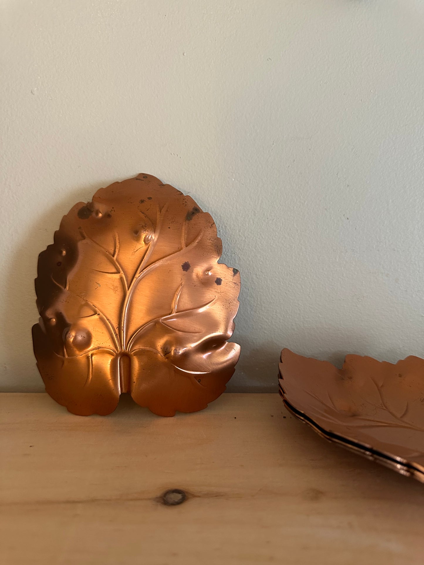 Vintage copper leaf trinket dishes