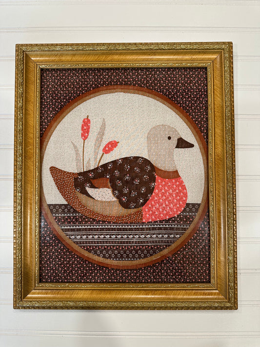 Fabric framed duck art