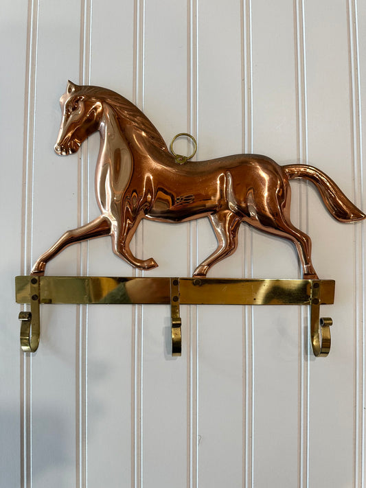 Copper and brass horse wall hook
