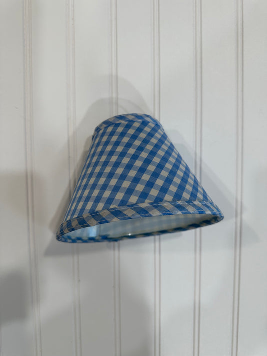 Small blue and white gingham lamp shade