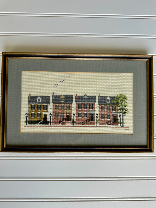 Framed houses cross stitch